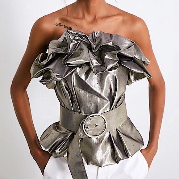 ZARA Metallic Belted Blouse - Picture 5 of 7